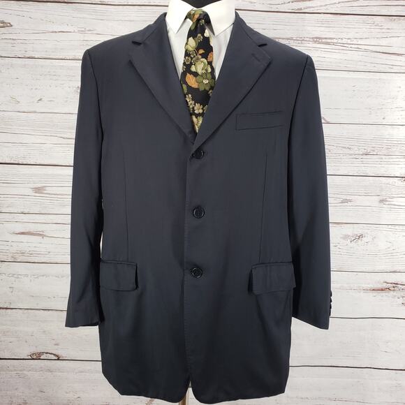 Canali Men's Dark Blue 100%Wool 3 Button Blazer Sportscoat Jacket Size 54R - Picture 1 of 16